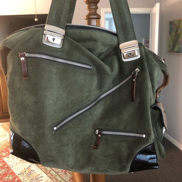 Pauric Sweeney Italian Suede & Leather Buckle Bag - Picture 4 of 16